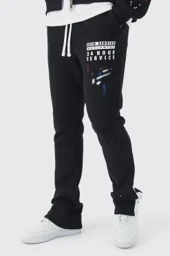 boohooMAN Slim Stacked Flare Paint Splatter Gusset Jogger | UK| Trousers|Joggers