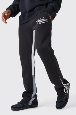 boohooMAN Slim Stacked Flare Star Print Gusset Jogger | UK| Trousers|Joggers