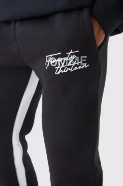 boohooMAN Slim Stacked Flare Star Print Gusset Jogger | UK| Trousers|Joggers