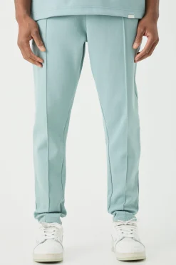 boohooMAN Slim Tapered Interlock Pintuck Jogger | UK| Trousers|Joggers