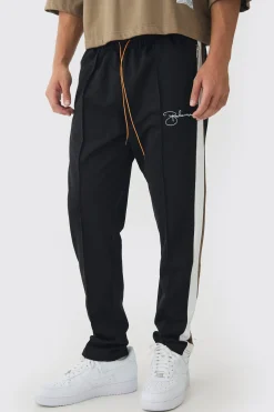 boohooMAN Slim Tapered Pique Panel Embroidered Jogger | UK| Trousers|Joggers