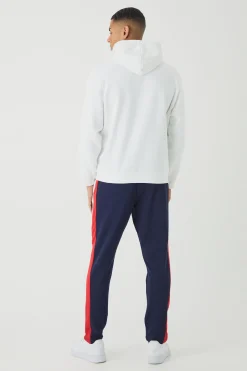 boohooMAN Slim Tapered Pique Panel Embroidered Jogger | UK| Trousers|Joggers