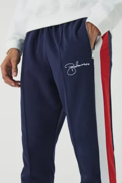boohooMAN Slim Tapered Pique Panel Embroidered Jogger | UK| Trousers|Joggers