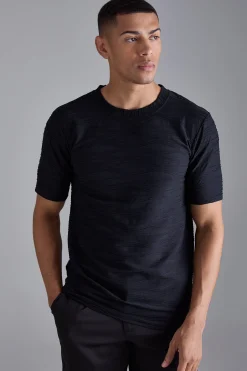 Slim Textured T-shirt | UK^boohooMAN