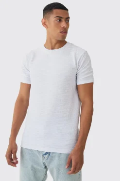 Slim Textured T-shirt | UK^boohooMAN Best
