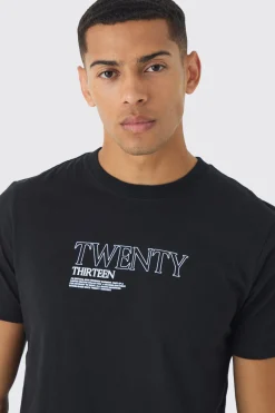 Slim Twenty Thirteen Print T-Shirt | UK^boohooMAN New