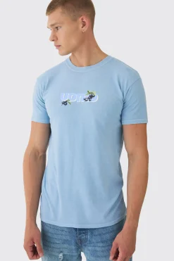 Slim Uomo Berry Back Print Wash T-Shirt | UK^boohooMAN Clearance