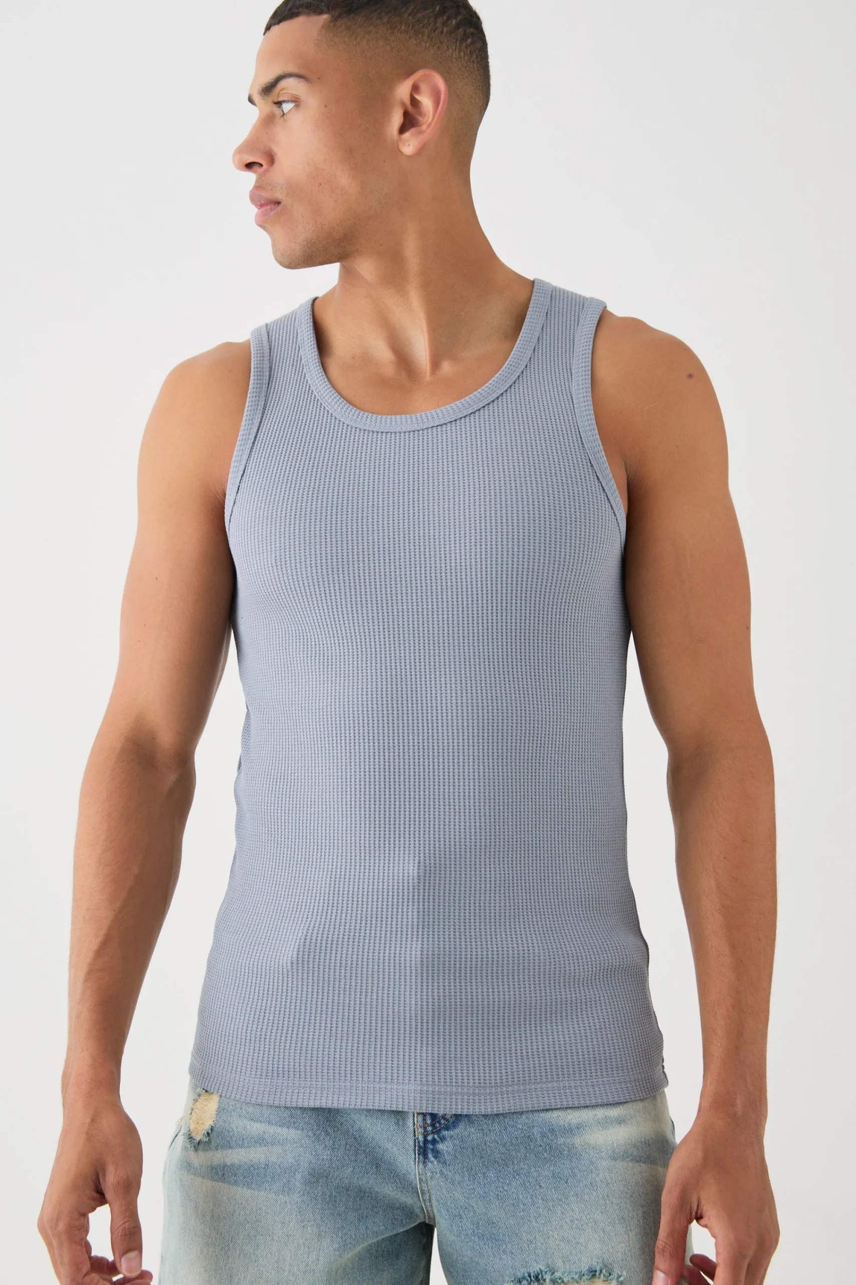 Slim Waffle Vest | UK^boohooMAN Outlet