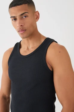 Slim Waffle Vest | UK^boohooMAN