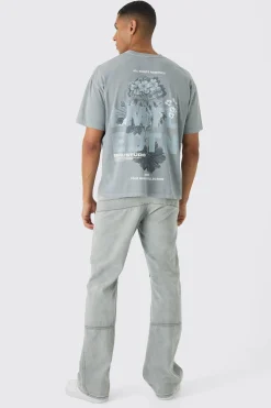 Slim Washed Floral Back Print T-Shirt | UK^boohooMAN Best