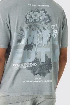 Slim Washed Floral Back Print T-Shirt | UK^boohooMAN Best