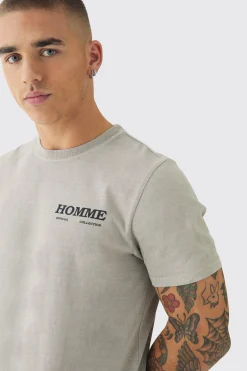 Slim Washed Floral Back Print T-Shirt | UK^boohooMAN