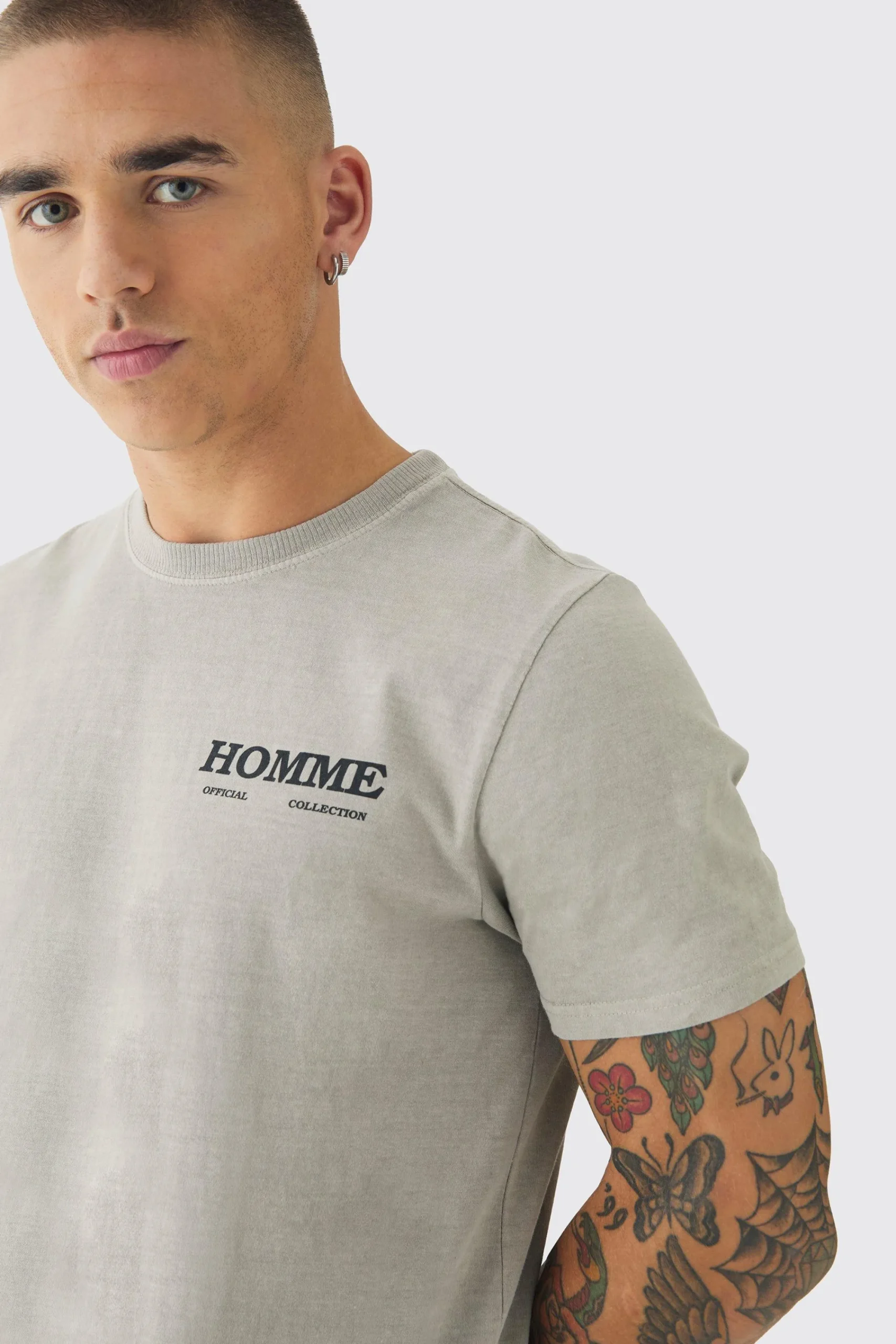 Slim Washed Floral Back Print T-Shirt | UK^boohooMAN