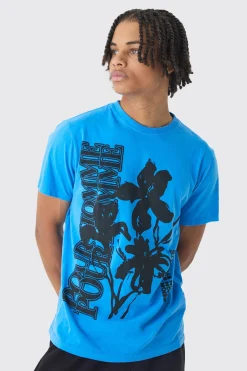 Slim Washed Floral Print T-Shirt | UK^boohooMAN Clearance