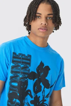 Slim Washed Floral Print T-Shirt | UK^boohooMAN Clearance