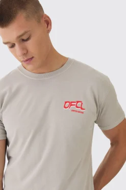 Slim Washed OFCL Chest Print T-Shirt | UK^boohooMAN Discount