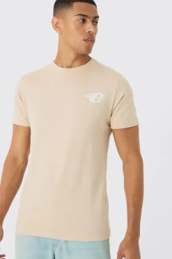 Slim Washed Pour Homme Puff Print T-Shirt | UK^boohooMAN Clearance