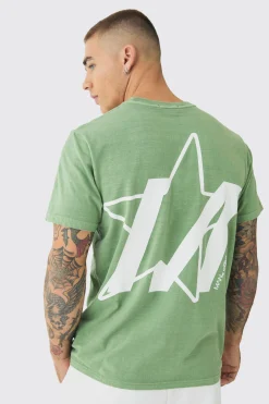 Slim Washed Star Back Print T-Shirt | UK^boohooMAN Hot