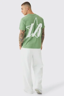 Slim Washed Star Back Print T-Shirt | UK^boohooMAN Hot