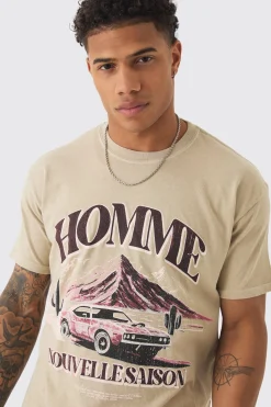 Slim Washed Western Print T-shirt | UK^boohooMAN Discount