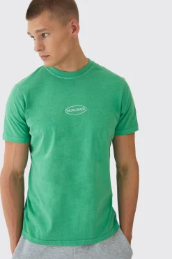 Slim Worldwide Chest Wash Embroidered T-Shirt | UK^boohooMAN Best