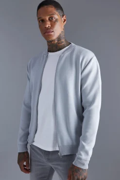 boohooMAN Smart Knitted Bomber | UK| Knitwear|Coats & Jackets