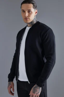 boohooMAN Smart Knitted Bomber | UK| Knitwear|Coats & Jackets