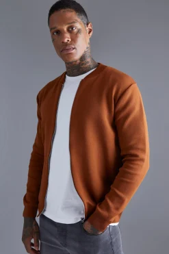 boohooMAN Smart Knitted Bomber | UK| Knitwear|Coats & Jackets