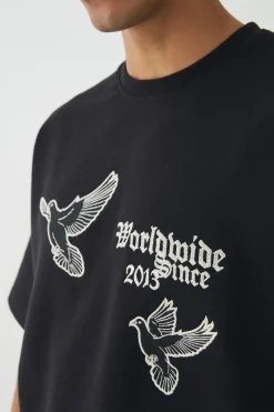 Smart Oversized Boxy Embroidered Interlock T-shirt | UK^boohooMAN Sale