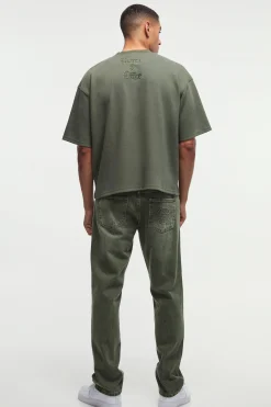 Smart Oversized Boxy Embroidered Interlock T-shirt | UK^boohooMAN Outlet