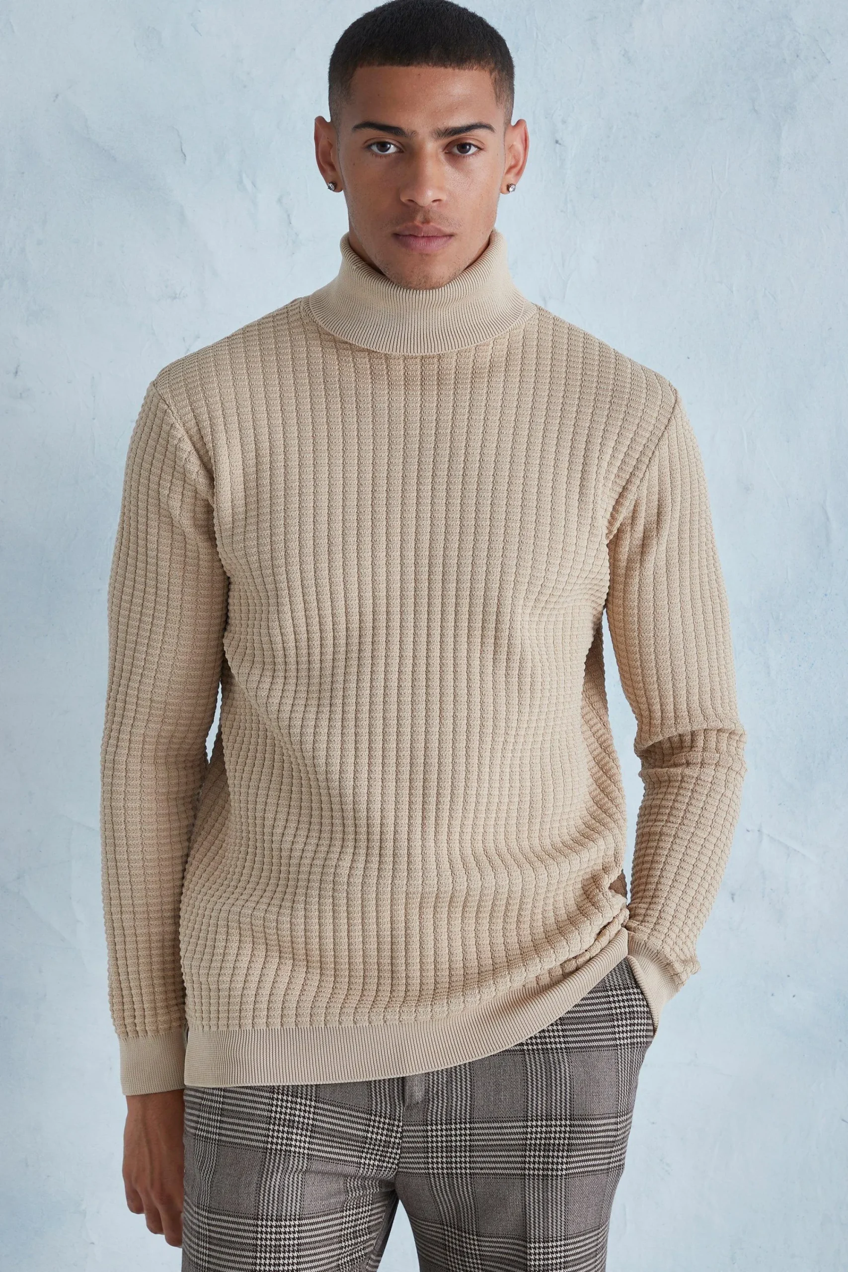 boohooMAN Smart Popcorn Texture Roll Neck Jumper | UK| Knitwear