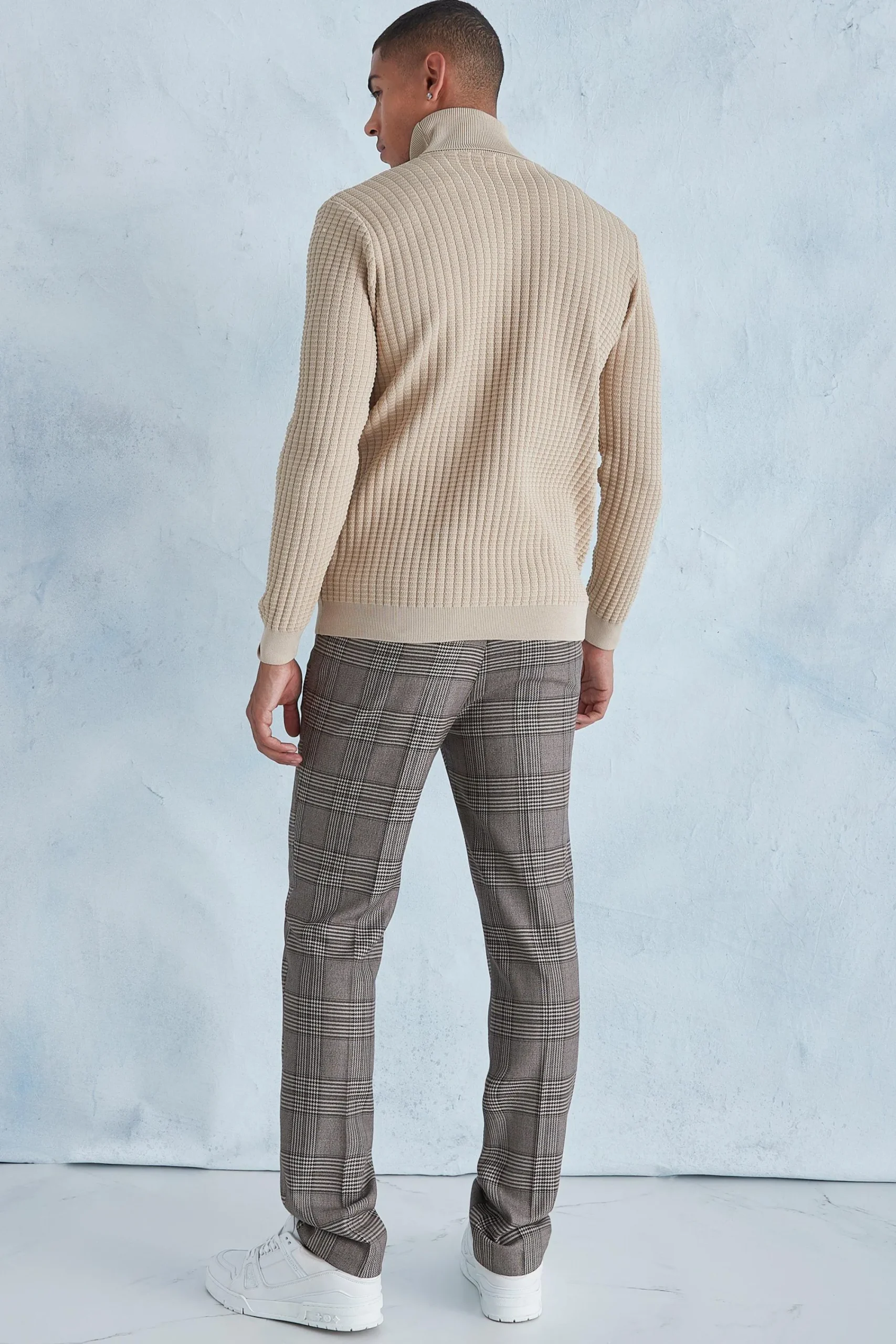 boohooMAN Smart Popcorn Texture Roll Neck Jumper | UK| Knitwear