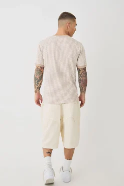 Smart Slim Dogtooth Jacquard Ringer T-shirt | UK^boohooMAN Outlet