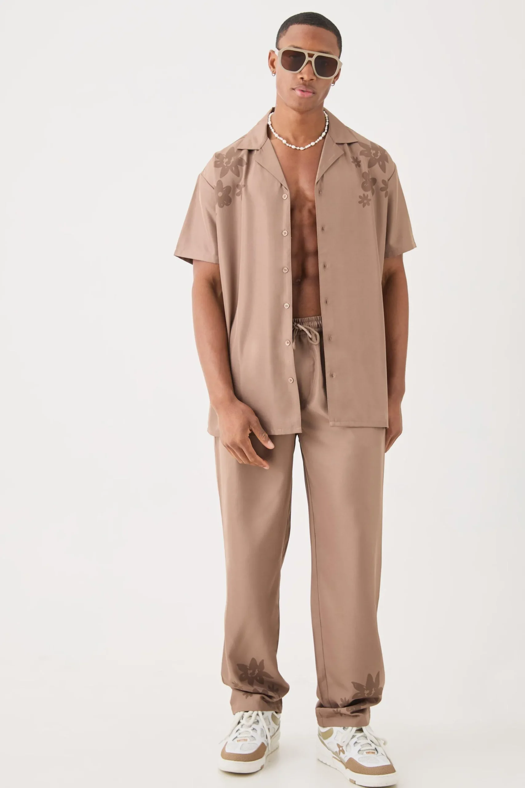 boohooMAN Soft Twill Oversized Shoulder Detail Shirt & Trouser Set | UK| Sets & Co-Ords