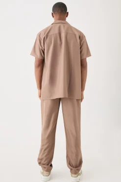 boohooMAN Soft Twill Oversized Shoulder Detail Shirt & Trouser Set | UK| Sets & Co-Ords