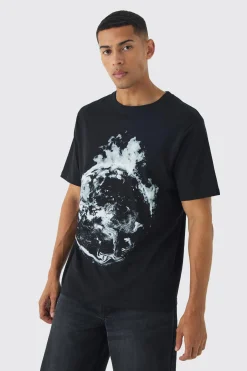 Space Moon Graphic T-Shirt | UK^boohooMAN Online