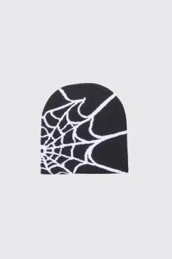 boohooMAN Spiderweb Graphic Beanie | UK| Hats & Caps