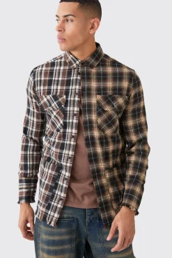 boohooMAN Spliced Frayed Check Shirt | UK| Shirts