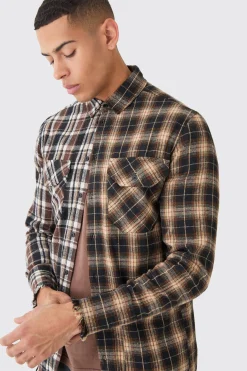boohooMAN Spliced Frayed Check Shirt | UK| Shirts