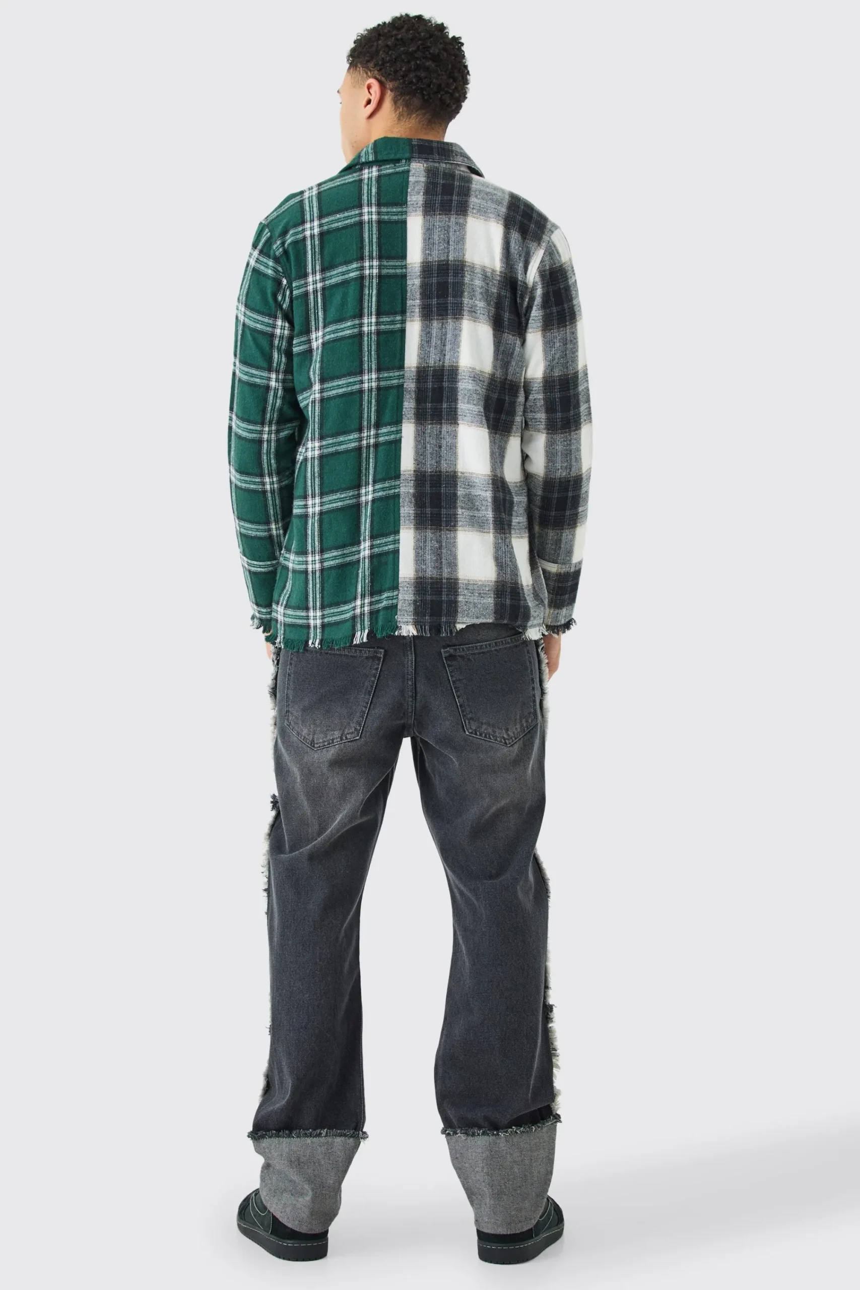 boohooMAN Spliced Frayed Check Shirt | UK| Shirts