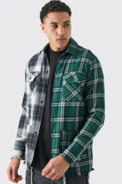 boohooMAN Spliced Frayed Check Shirt | UK| Shirts