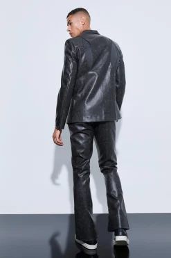boohooMAN Split Hem Pu Tailored Flared Trousers | UK| Suits & Tailoring