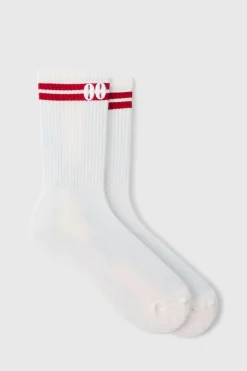 boohooMAN Sports Embroide Half Terry Stripe Socks In | UK| Underwear & Socks|Underwear & Socks