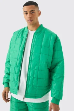 boohooMAN Square Quilted Oversized Pocket Bomber Set | UK| Sets & Co-Ords
