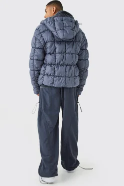 boohooMAN Square Quilted Ruched Puffer | UK| Coats & Jackets