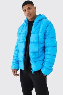 boohooMAN Square Quilted Ruched Puffer | UK| Coats & Jackets
