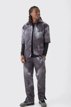 boohooMAN Square Quilted Tie Dye Shirt &Trouser Set | UK| Sets & Co-Ords