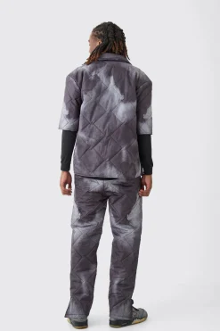 boohooMAN Square Quilted Tie Dye Shirt &Trouser Set | UK| Sets & Co-Ords