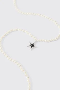 boohooMAN Star Pendant Pearl Necklace | UK| Jewellery & Watches