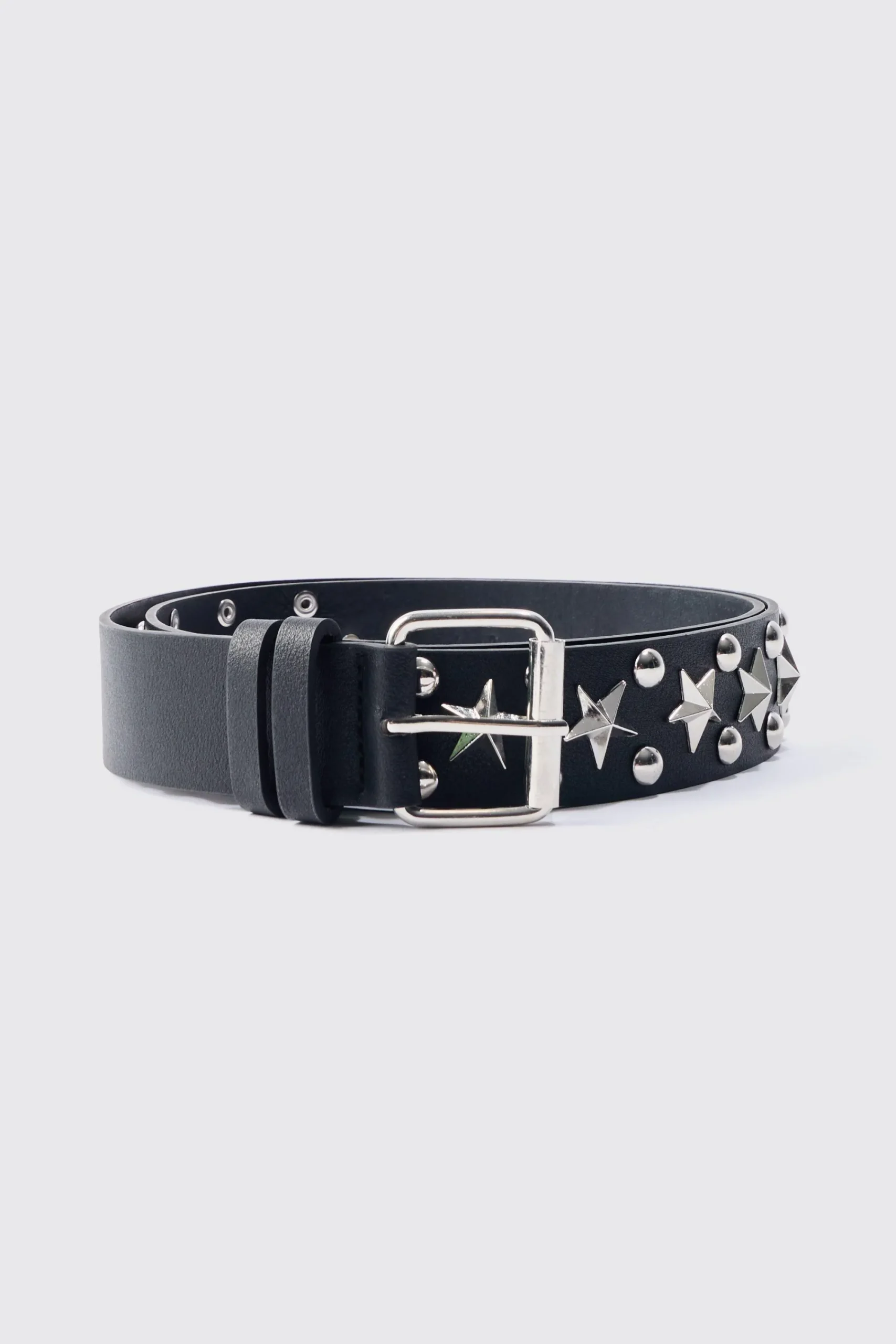 boohooMAN Star Studded Silver Buckle Belt | UK| Belts